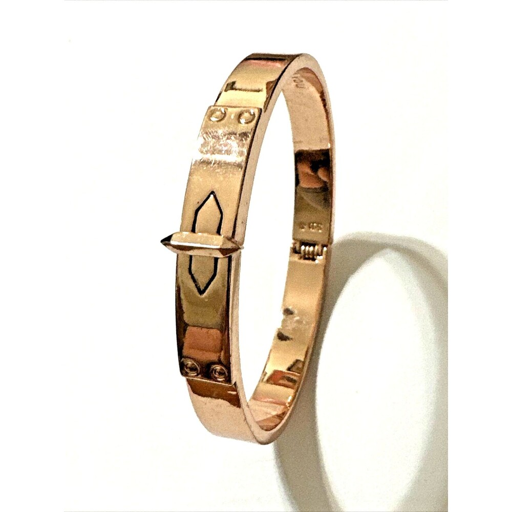 Stella & Dot YOU DO YOU Hinged Bangle Bracelet Gold Tone Inspirational 7" Signed
